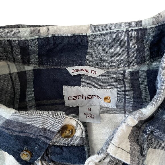 Carhartt Button Down Shirt Men's Size Medium Gray Plaid Original Fit Cotton - Picture 2 of 5